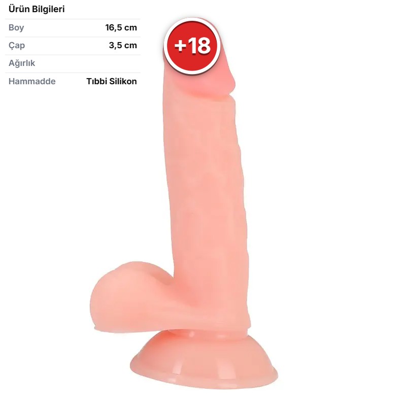 16.5 Cm. Matt Ultra Gerçekçi Doku Vantuzlu Testisli Dildo