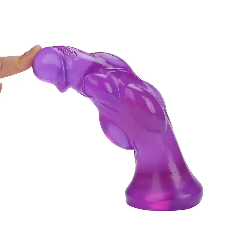 17.5 Cm. Boğumlu Extra Zevk Ultra Gerçekçi Doku Vantuzlu Mor Jel Dildo görsel 2