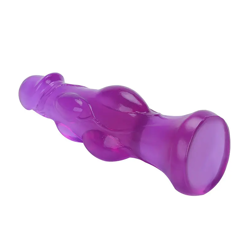 17.5 Cm. Boğumlu Extra Zevk Ultra Gerçekçi Doku Vantuzlu Mor Jel Dildo görsel 6