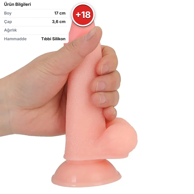 17 Cm. Alex Ultra Gerçekçi Doku Vantuzlu Testisli Dildo