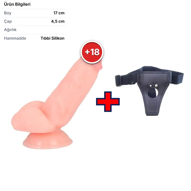 17 Cm. Baron – Belden Bağlamalı Kemerli – Ultra Gerçekçi Doku Vantuzlu Testisli Dildo