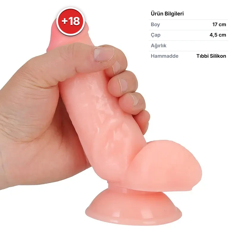 17 Cm. Baron Ultra Gerçekçi Doku Vantuzlu Testisli Dildo