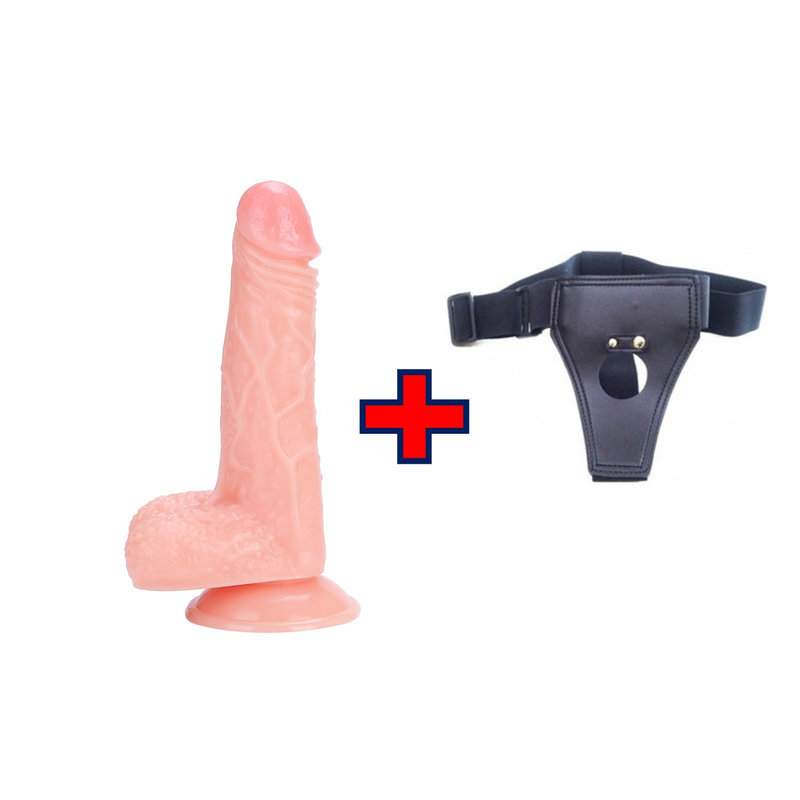 18.5 Cm. Carl – Belden Bağlamalı Kemerli – Ultra Gerçekçi Doku Vantuzlu Testisli Dildo