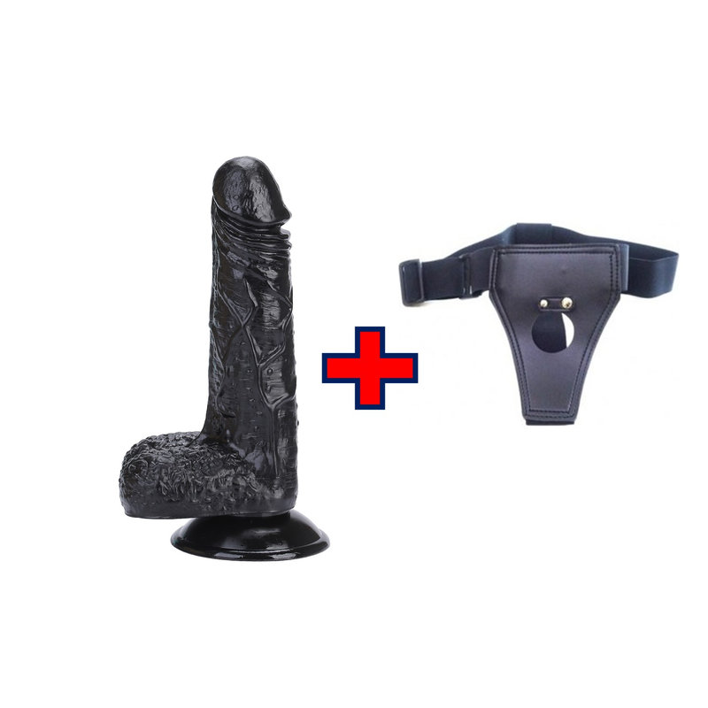 18.5 Cm. Carl Ultra – Belden Bağlamalı Kemerli – Gerçekçi Doku Vantuzlu Testisli Zenci Dildo