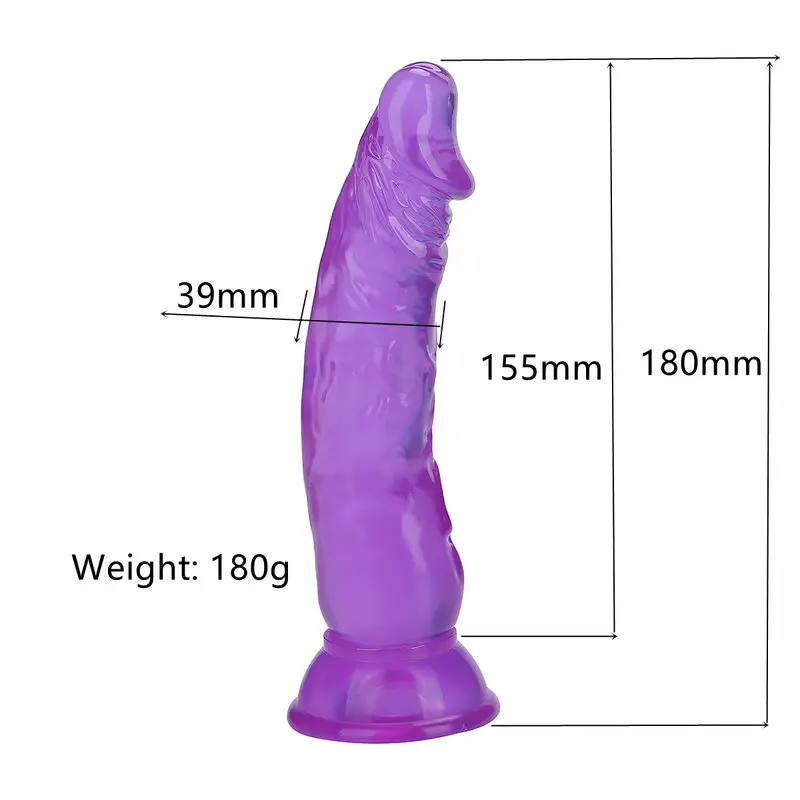 18 Cm. Hardy Ultra Gerçekçi Doku Vantuzlu Mor Jel Dildo görsel 7