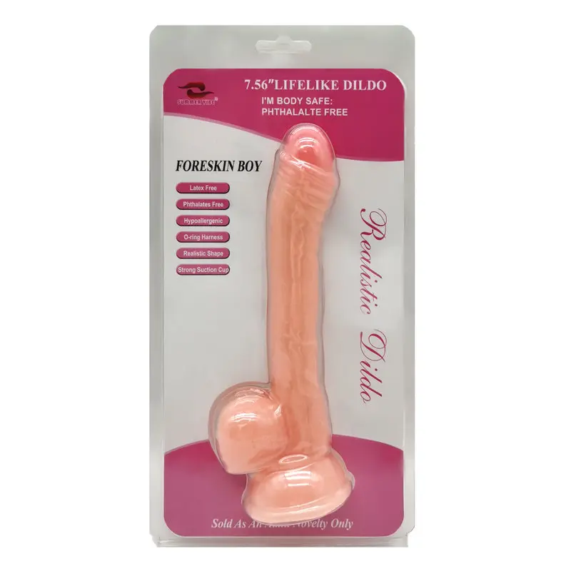 19.2 Cm. Foreskin Boy Ultra Gerçekçi Doku Vantuzlu Testisli Dildo görsel 8