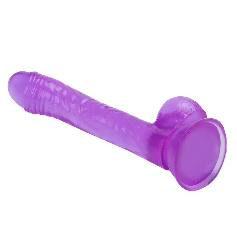 19.2 Cm. Foreskin Boy Ultra Gerçekçi Doku Vantuzlu Testisli Mor Jel Dildo görsel 5