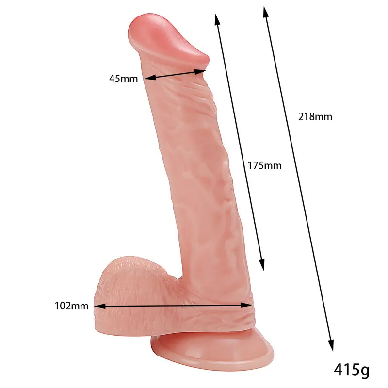 21.8 Cm. Andy Ultra Gerçekçi Doku Vantuzlu Testisli Dildo görsel 6