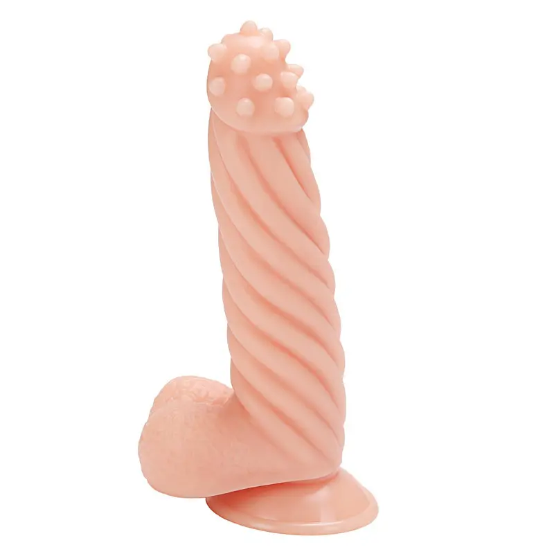 21 Cm. Pütürlü Başlı Yivli Gövdeli Ultra Gerçekçi Doku Vantuzlu Testisli Dildo görsel 3