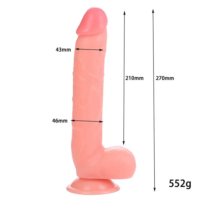 27 Cm. XLarge Extra Uzun ve Kalın Ultra Gerçekçi Doku Vantuzlu Testisli Dildo görsel 7