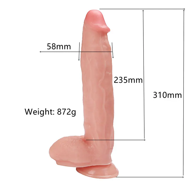 31 Cm. XXLarge Extra Kalın ve Damarlı Ultra Gerçekçi Doku Vantuzlu Testisli Dildo görsel 7