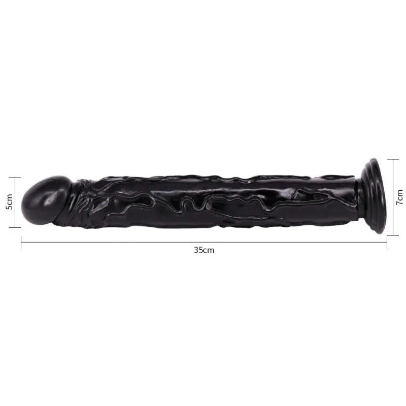 35cm XL King Size Vantuzlu Büyük Boy Vibratör (Zenci) görsel 3