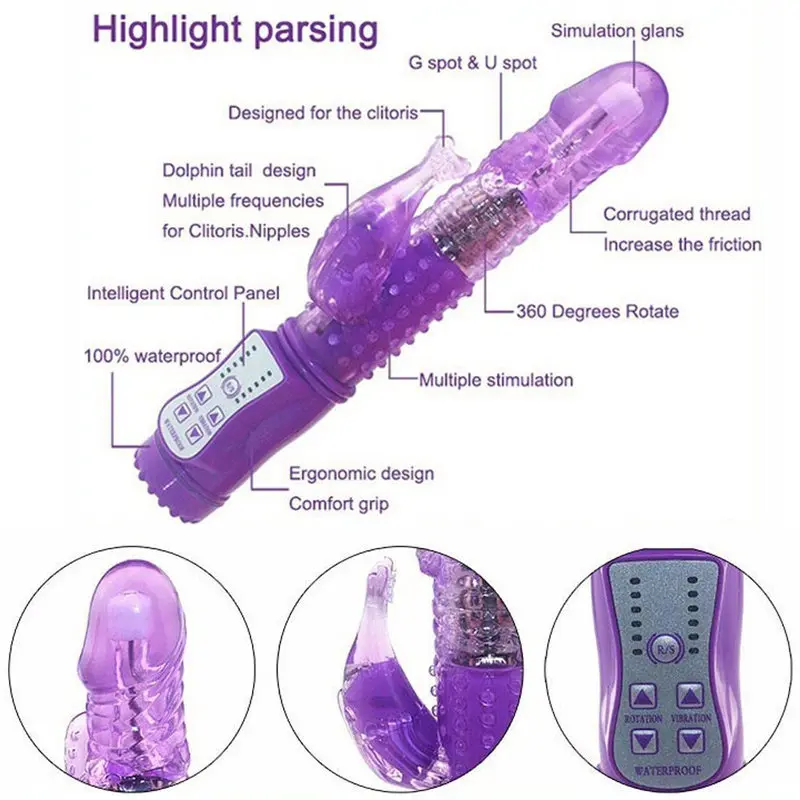 360 Derece Döner Başlı Tavşan Klitoris Uyarıcılı Süper Jelly Vibratör (Pembe) görsel 9