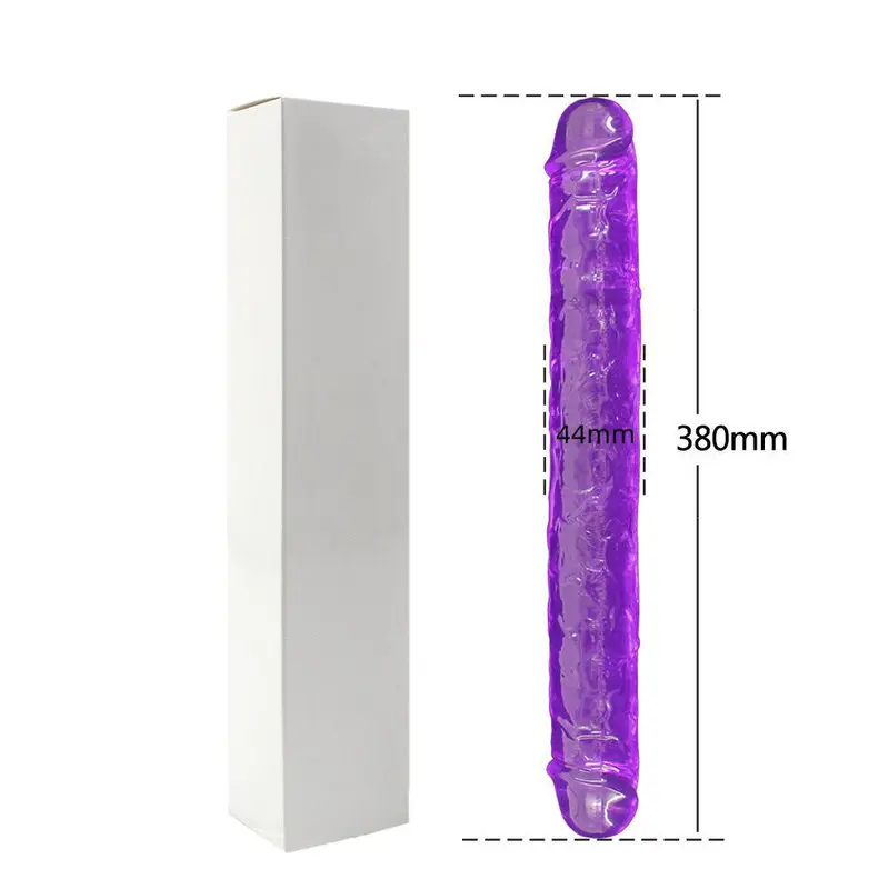 Double Dong – 38 Cm. – Çift Başlı Realistik Lezbiyen Dildo (Jelly Mor) görsel 2
