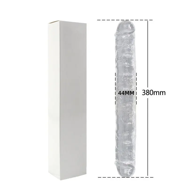 Double Dong – 38 Cm. – Çift Başlı Realistik Lezbiyen Dildo (Jelly Şeffaf Beyaz) görsel 2