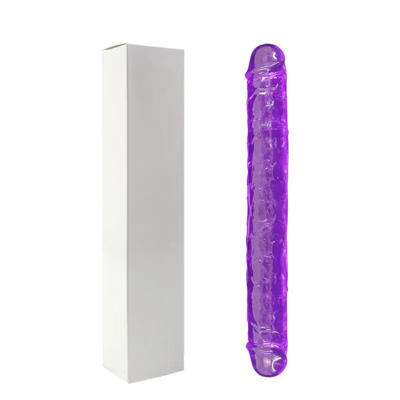 Double Dong – 38 Cm. – Çift Başlı Realistik Lezbiyen Dildo (Jelly Şeffaf Beyaz) görsel 3