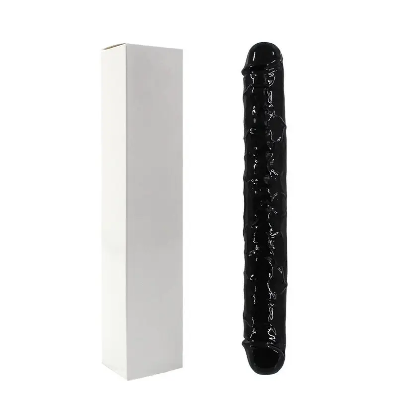 Double Dong – 38 Cm. – Çift Başlı Realistik Lezbiyen Dildo (Jelly Şeffaf Beyaz) görsel 4