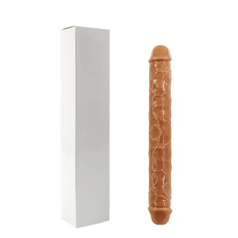 Double Dong – 38 Cm. – Çift Başlı Realistik Lezbiyen Dildo (Jelly Şeffaf Beyaz) görsel 5