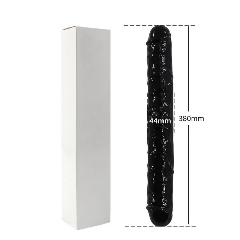 Double Dong – 38 Cm. – Çift Başlı Realistik Lezbiyen Dildo (Siyah) görsel 2