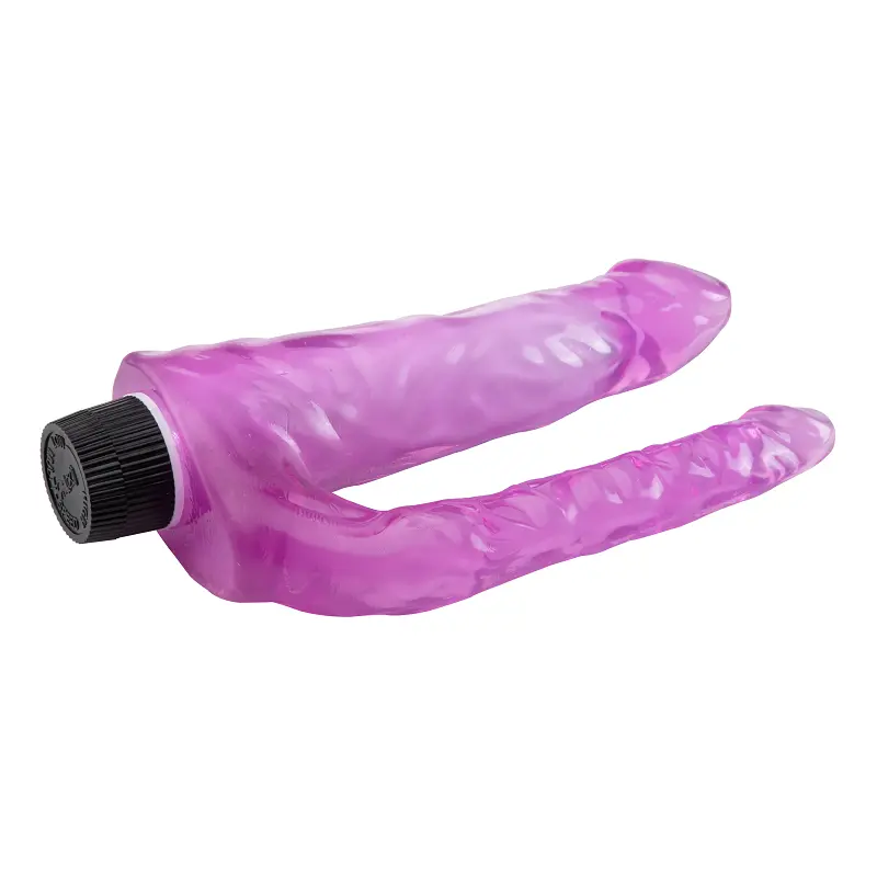 Double Experience – 22 Cm. – Titreşimli Ultra Realistik – Anal & Vajinal Çift Zevk – Çatal Vibratör (Mor) görsel 3