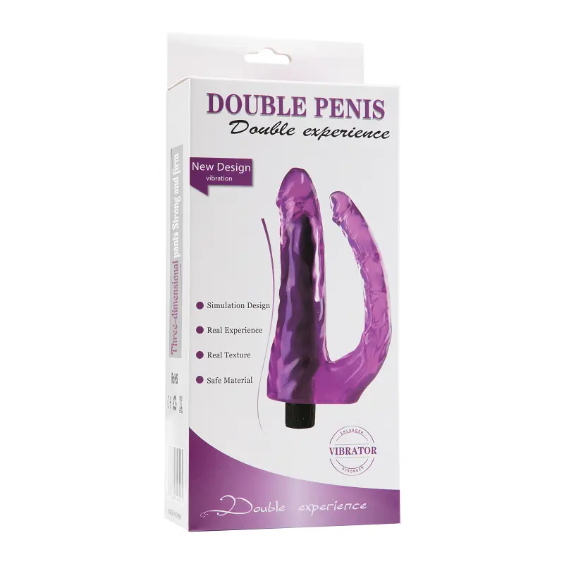 Double Experience – 22 Cm. – Titreşimli Ultra Realistik – Anal & Vajinal Çift Zevk – Çatal Vibratör (Mor) görsel 6