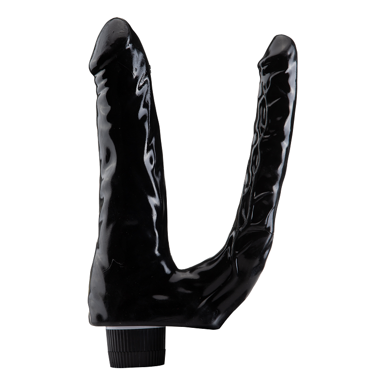 Double Experience – 22 Cm. – Titreşimli Ultra Realistik – Anal & Vajinal Çift Zevk – Çatal Vibratör (Siyah)