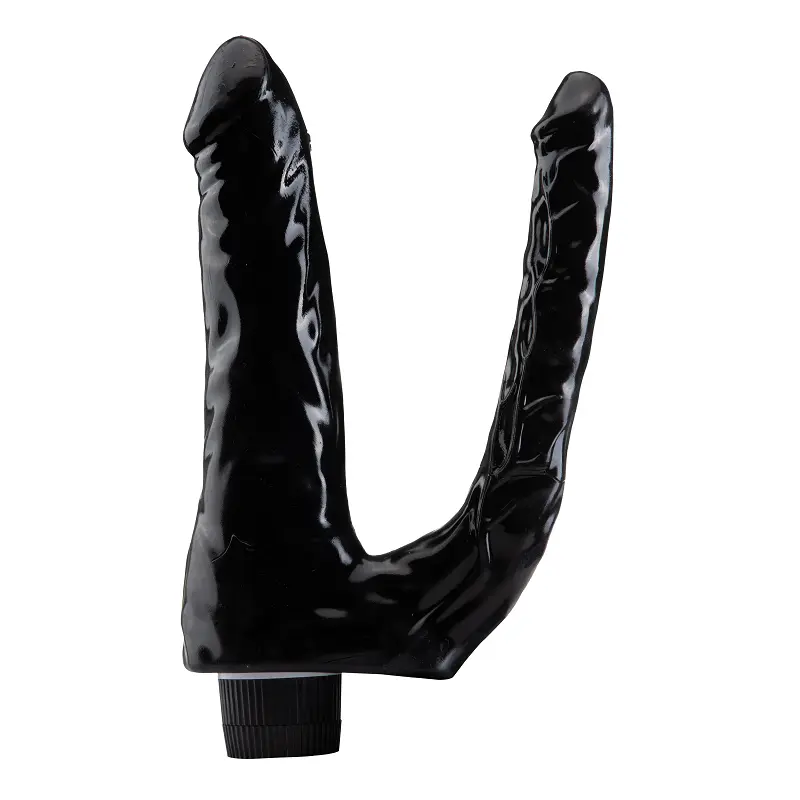 Double Experience – 22 Cm. – Titreşimli Ultra Realistik – Anal & Vajinal Çift Zevk – Çatal Vibratör (Siyah)