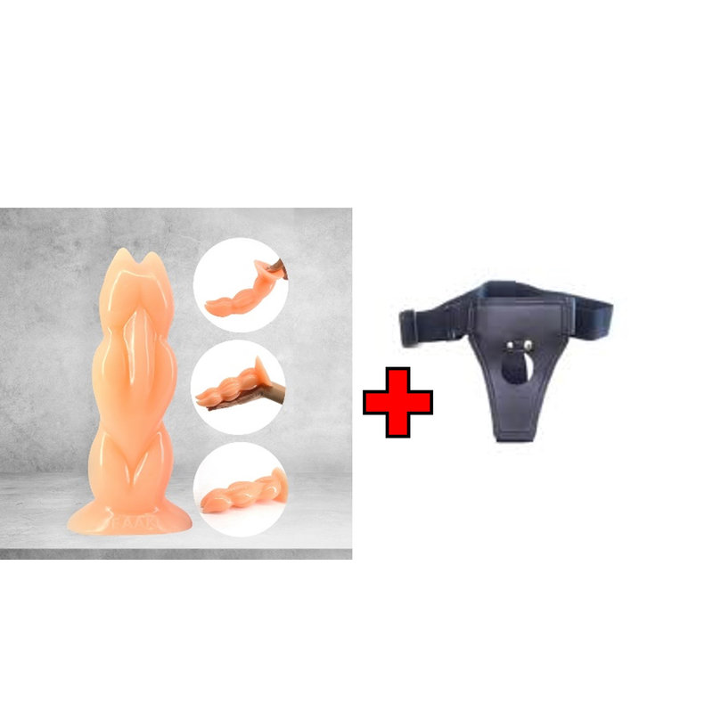 Dr.Love Boğumlu Büyük Boy Anal Plug & Dildo – Belden Bağlama Kemerli —