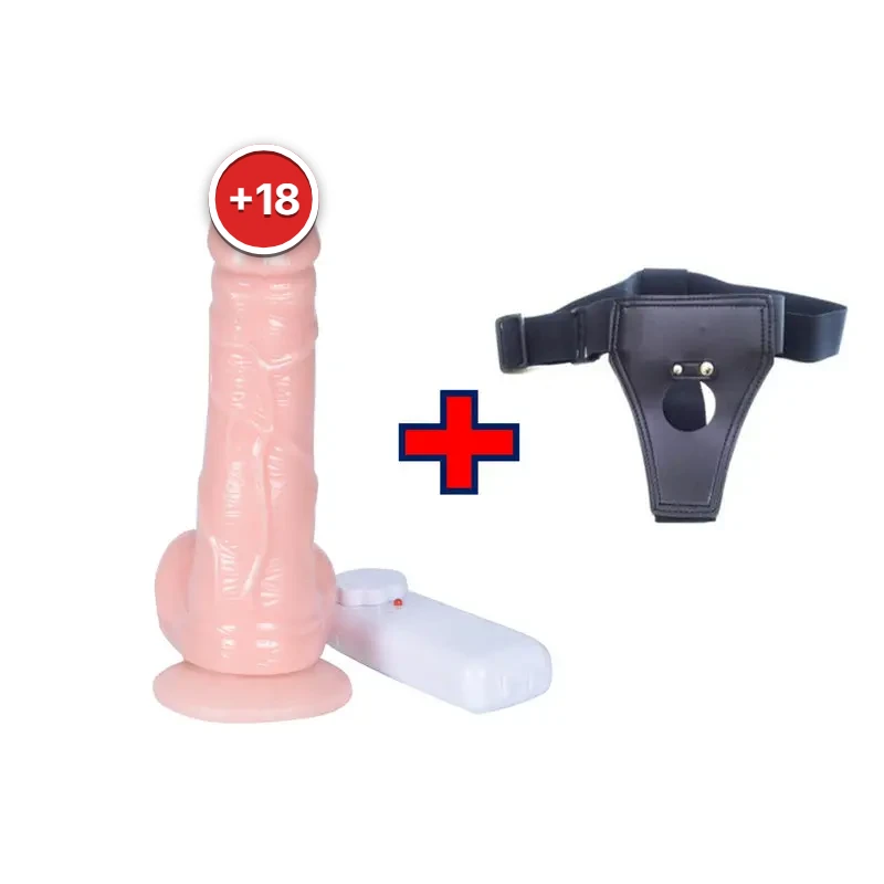 J.B. – 15 Cm. – Titreşimli Vantuzlu Testisli – Belden Bağlamalı Kemerli Realistik Vibratör