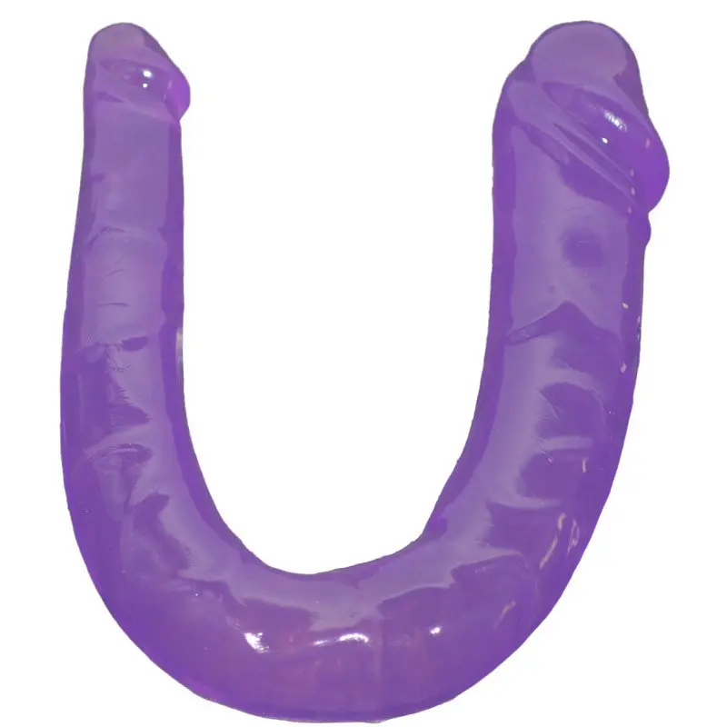 U-SHAPE – 28 Cm. – Çift Başlı Realistik Lezbiyen Dildo (Jelly Pembe) görsel 2