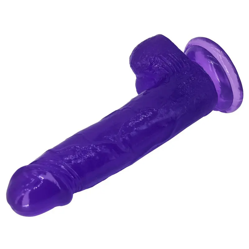 XESE – 21 Cm. – Tam Realistik Testisli Vantuzlu Vibratör (Jelly Mor) görsel 2
