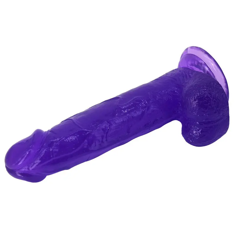 XESE – 21 Cm. – Tam Realistik Testisli Vantuzlu Vibratör (Jelly Mor) görsel 3
