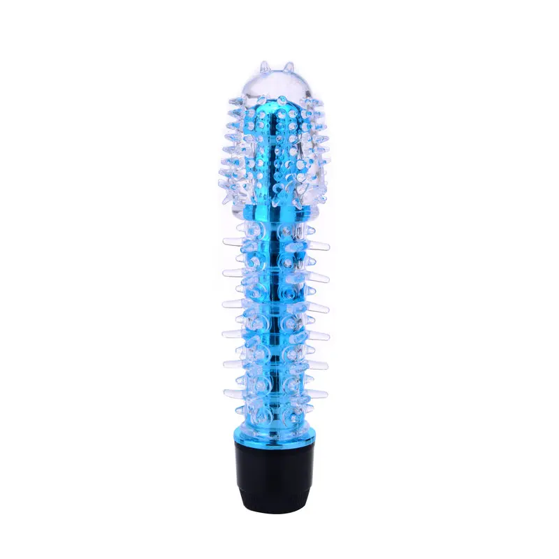 Renkli Fantazi Jelly Vibratör Tırtıklı (Mavi)