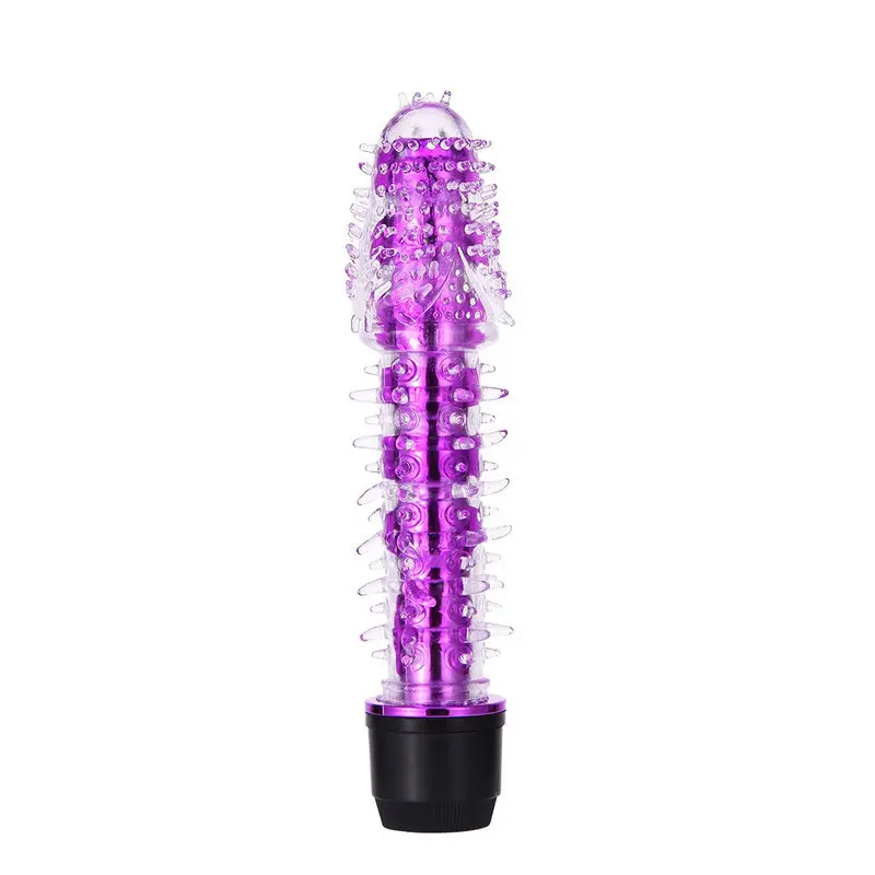 Renkli Fantazi Jelly Vibratör Tırtıklı (Mor)