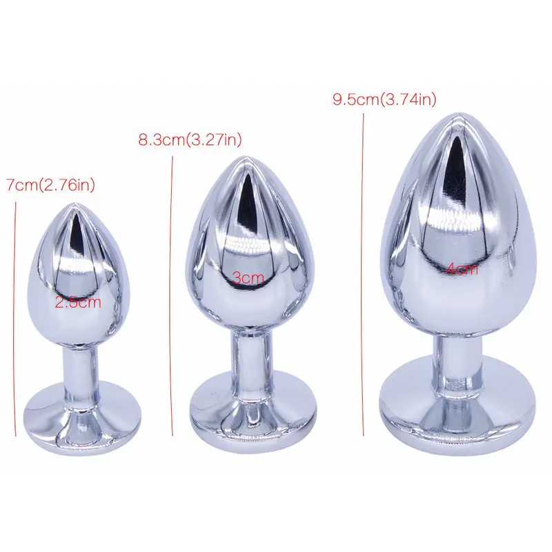 Renkli Taşlı Metal Anal Plug – Orta Boy görsel 2