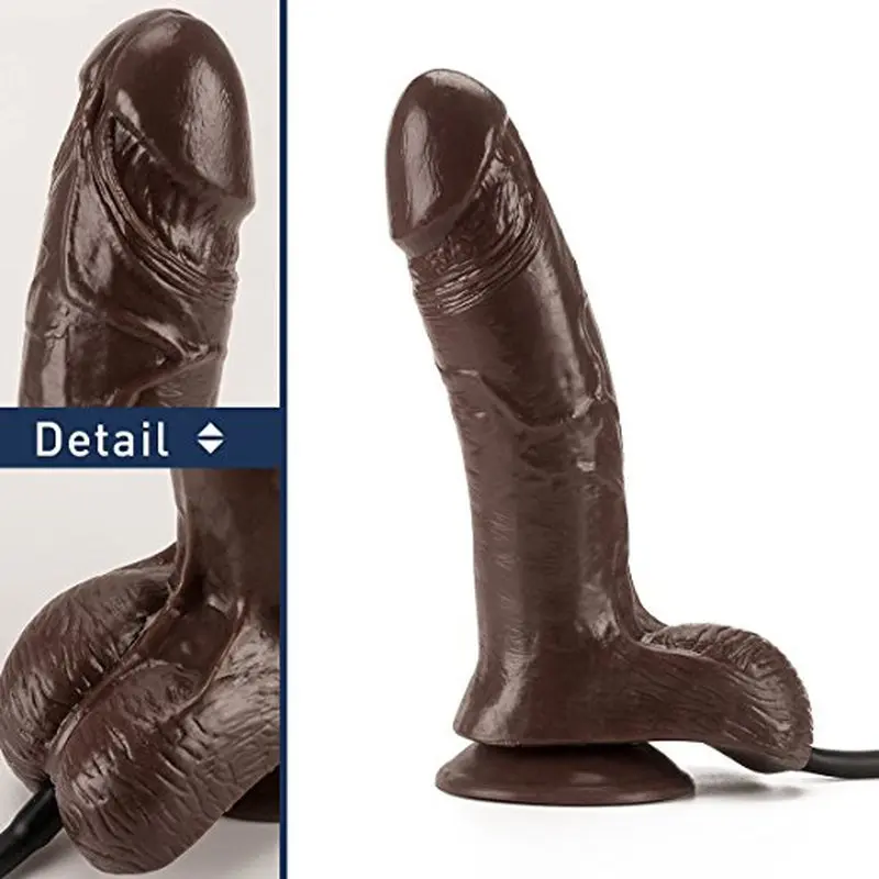 Şişebilen Vantuzlu Tam Realistik Penis Vibratör (Kahverengi) görsel 3