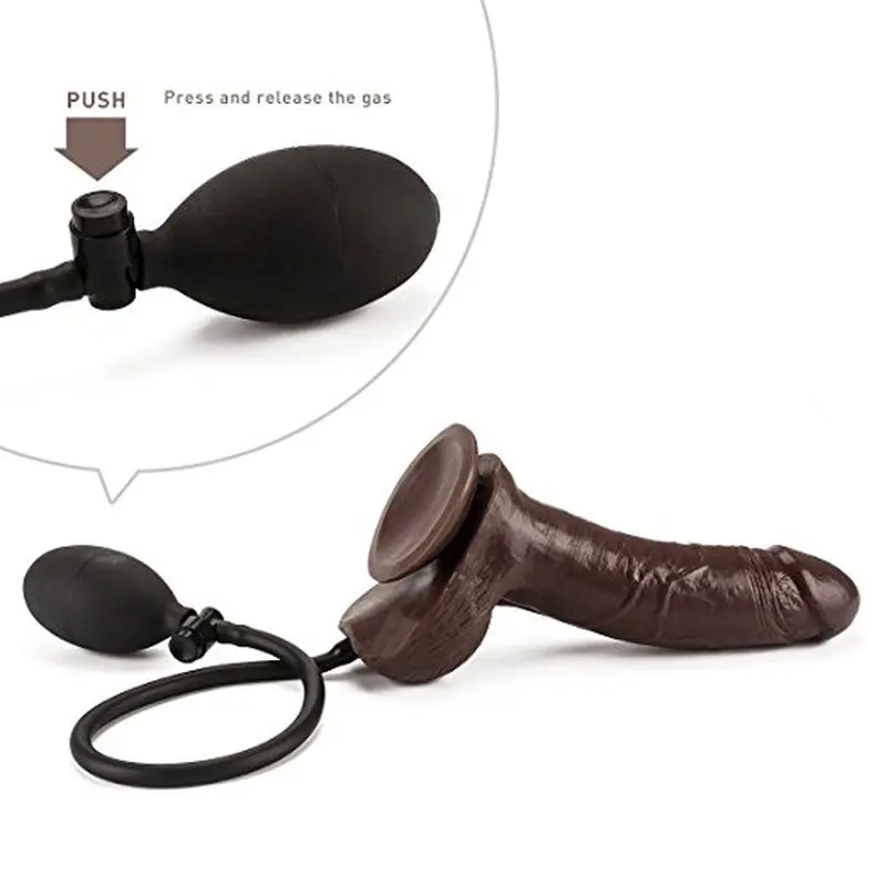 Şişebilen Vantuzlu Tam Realistik Penis Vibratör (Kahverengi) görsel 5