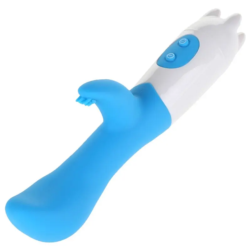 Silikon Titreşimli Klitoris Uyarıcılı G-Spot Vibratör (Mavi) görsel 5