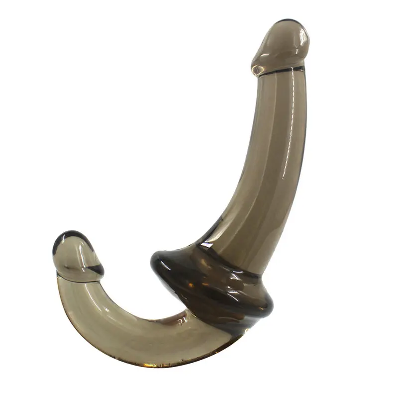 U-SHAPE – 20 Cm. – Çift Başlı Realistik – Belden Bağlamalı Kemerli – Lezbiyen Dildo (Jelly Siyah) görsel 2