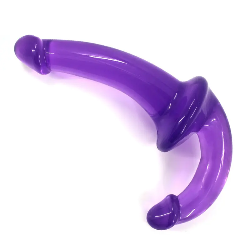 U-SHAPE – 20 Cm. – Çift Başlı Realistik Lezbiyen Dildo (Jelly Mor) görsel 2