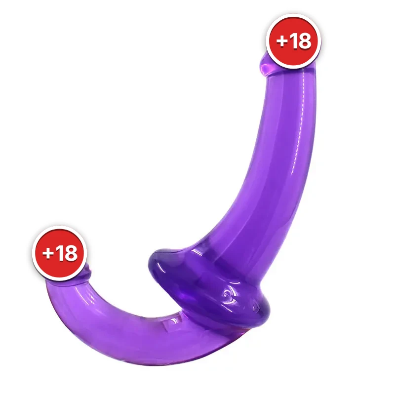 U-SHAPE – 20 Cm. – Çift Başlı Realistik Lezbiyen Dildo (Jelly Mor)
