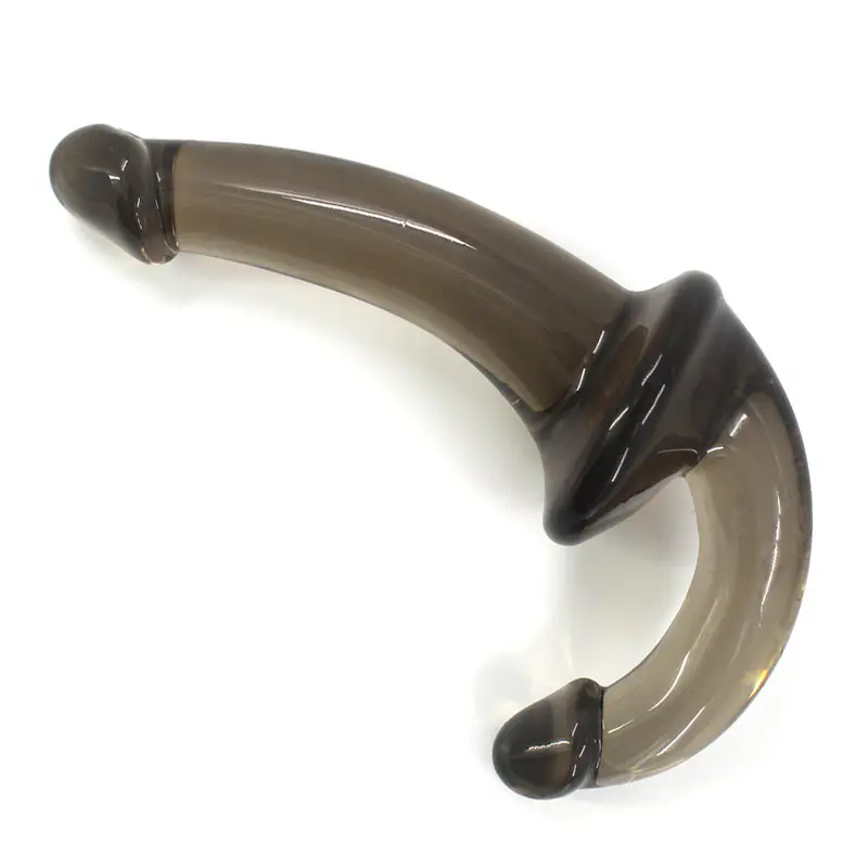 U-SHAPE – 20 Cm. – Çift Başlı Realistik Lezbiyen Dildo (Jelly Siyah) görsel 2