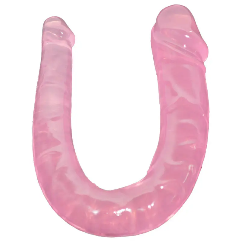 U-SHAPE – 28 Cm. – Çift Başlı Realistik Lezbiyen Dildo (Jelly Mavi) görsel 2