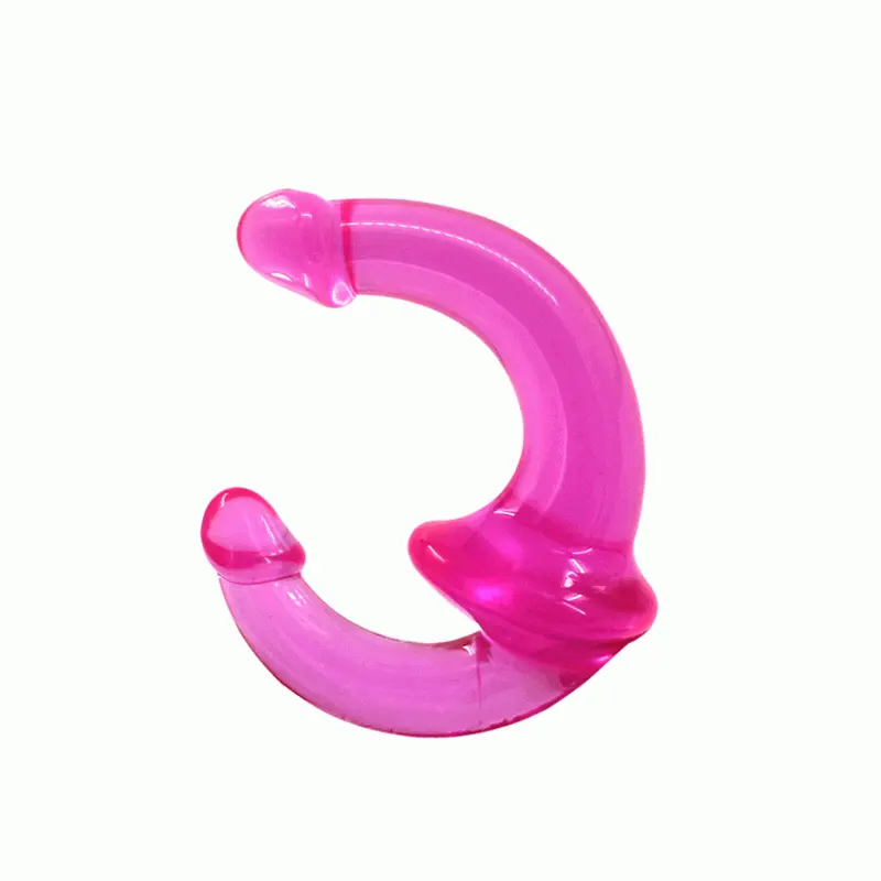 U-SHAPE – 20 Cm. – Çift Başlı Realistik Lezbiyen Dildo (Jelly Pembe) görsel 3