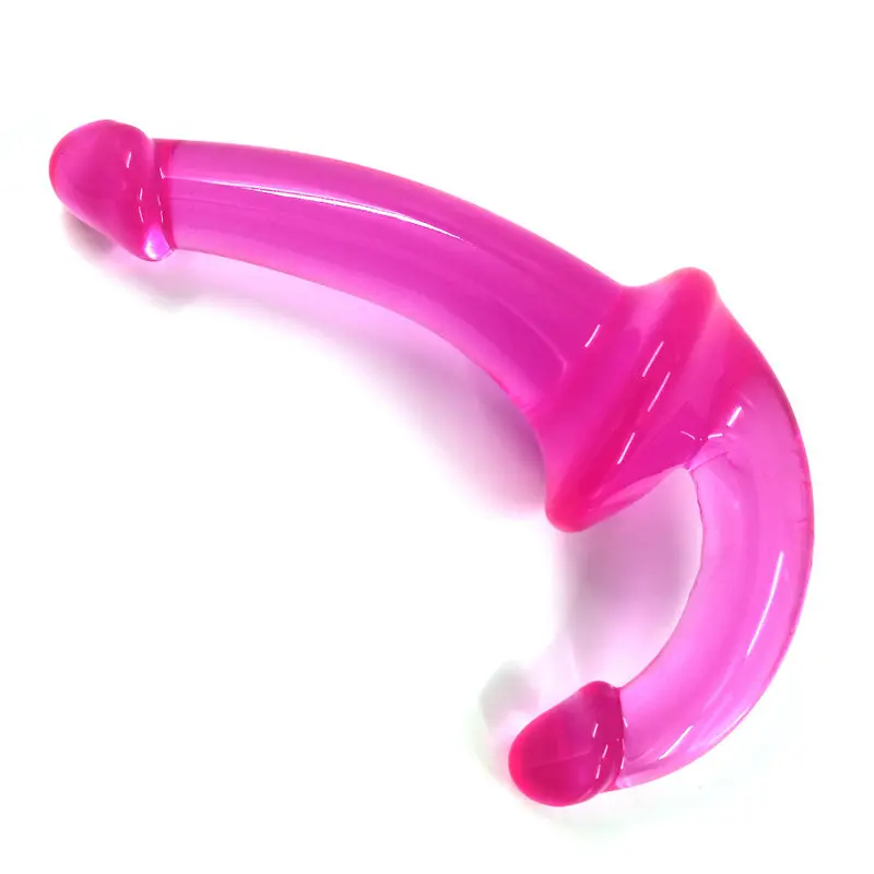 U-SHAPE – 20 Cm. – Çift Başlı Realistik Lezbiyen Dildo (Jelly Pembe) görsel 4