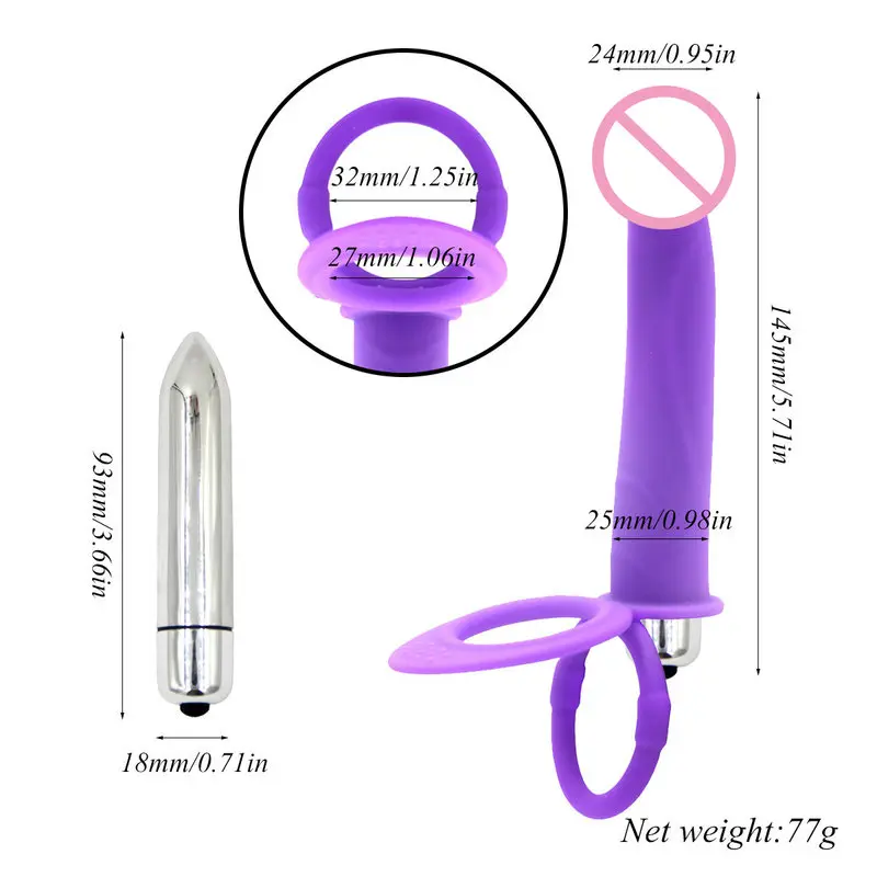 XESE – 14.5 Cm. – Penise Geçme Ek Titreşimli Anal Penis (Mor) görsel 2