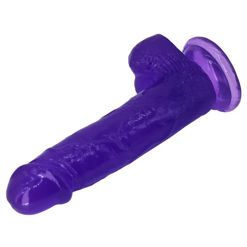 XESE – 18 Cm. – Tam Realistik Testisli Vantuzlu Vibratör (Jelly Mor) görsel 3