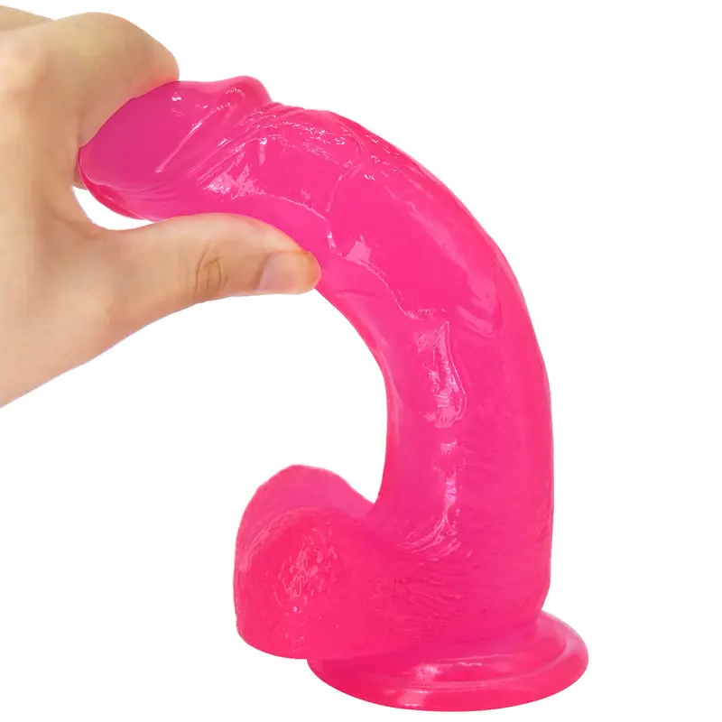 XESE – 18 Cm. – Tam Realistik Testisli Vantuzlu Vibratör (Jelly Pembe) görsel 6