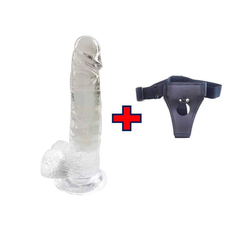 XESE – 21 Cm. – Tam Realistik Testisli Vantuzlu Belden bağlama kemerli Vibratör (Jelly Beyaz)
