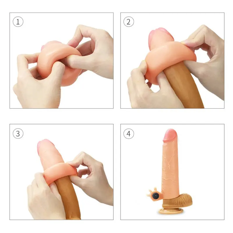 XESE – Dolgulu Realistik Titreşimli Penis Kılıfı görsel 3